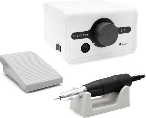 Freze Profesionale për Manikyr Strong Max 211 – 35,000 RPM | Nail Drill Profesional me Pedal